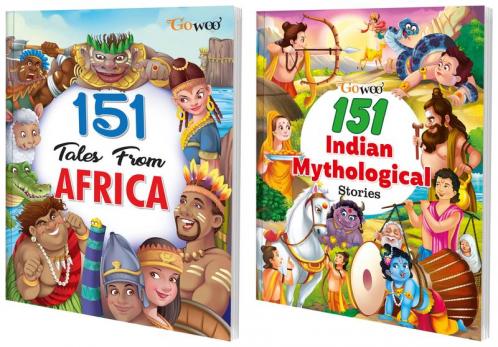 151 Tales from Africa and 151 Indian Mythological Stories I Combo pack of 2 Books I Abridged Illustrated Story Books By Gowoo