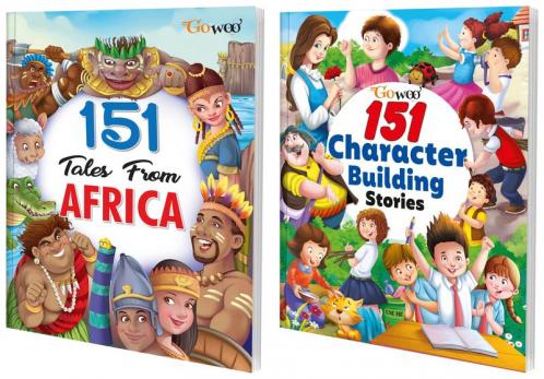 151 Tales from Africa and 151 Character-Building Stories I Set of 2 Books I Colourful Illustrated Stories for kids By Gowoo