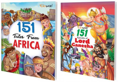 151 Tales from Africa and 151 Episodes of Lord Ganesha I Combo pack of 2 Books I Colourful Illustrated Stories for children By Gowoo
