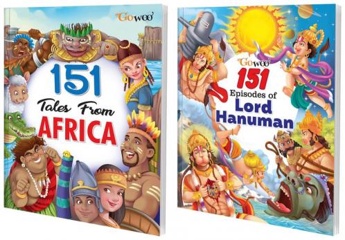 151 Tales from Africa and 151 Episodes of Lord Hanuman I Pack of 2 Books I Abridged Illustrated Stories for children By Gowoo