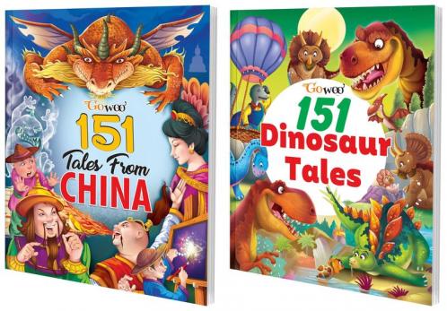 151 Tales from China and 151 Dinosaur Tales I Combo pack of 2 Books I 300+ stories for your kids By Gowoo