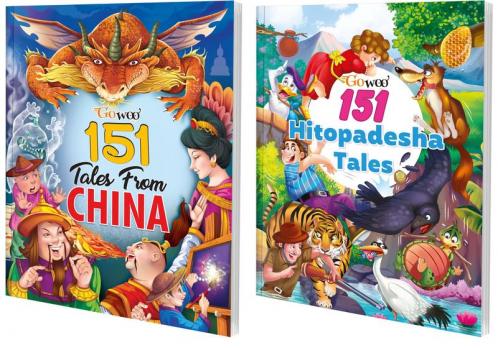 151 Tales from China and 151 Hitopadesha Tales I Gift Pack of 2 Books I Bag of illustrative stories for Children By Gowoo