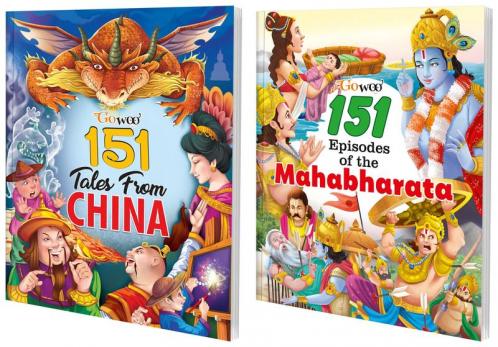 151 Tales from China and 151 Episodes of the Mahabharata I Combo of 2 Books I Humorous Stories for 9+ Children By Gowoo
