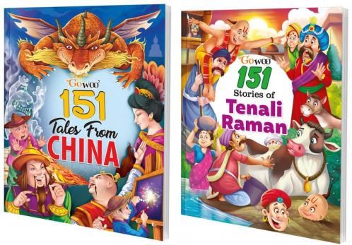 151 Tales from China and 151 Stories of Tenali Raman I Gift Pack of 2 Books I Perfect Bag for creative minds By Gowoo