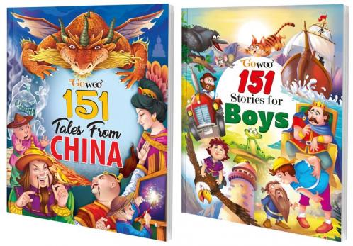 151 Tales from China and 151 Stories for Boys I Combo of 2 Books I Set of Illustrated Stories For Childrens By Gowoo