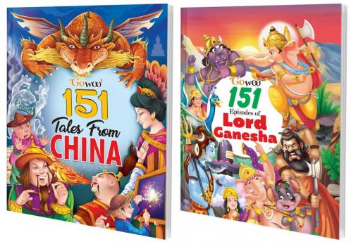 151 Tales from China and 151 Episodes of Lord Ganesha I Set of 2 Books I Best Selling Stories Collection By Gowoo
