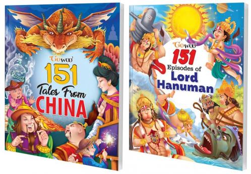 151 Tales from China and 151 Episodes of Lord Hanuman I Gift Pack of 2 Books I Kids Fun Stories with Colourful Pictures By Gowoo
