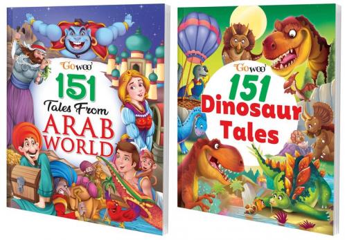 151 Tales from Arab World and 151 Dinosaur Tales I Combo of 2 Books I Fun Stories for children with colourful pictures By Gowoo