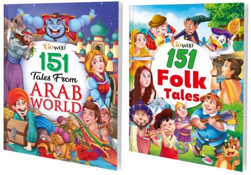 151 Tales from Arab World and 151 Folk Tales I Pack of 2 Books I illustrated Humorous Stories For Children By Gowoo