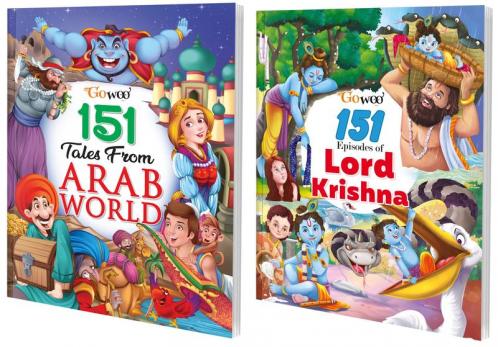 151 Tales from Arab World and 151 Episodes of Lord Krishna I Pack of 2 Books I Best engaging Story Books By Gowoo