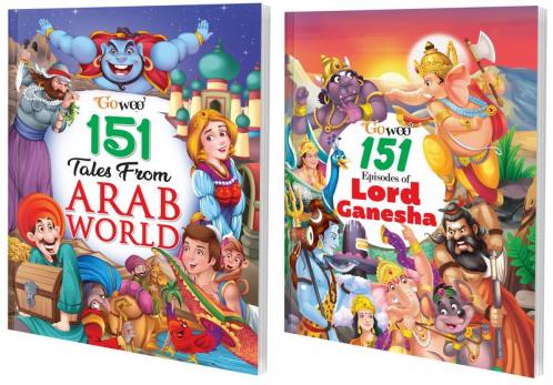 151 Tales from Arab World and 151 Episodes of Lord Ganesha I Pack of 2 Books I Abridged Illustrated Stories for children By Gowoo