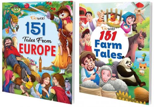 151 Tales from Europe and 151 Farm Tales I Set of 2 Books I Easy to read Stories For Kids By Gowoo