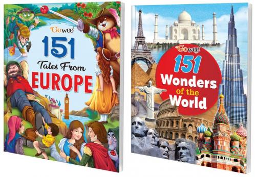 151 Tales from Europe and 151 Wonders of the World I Gift Pack of 2 Books I Perfect Bag for creative minds By Gowoo