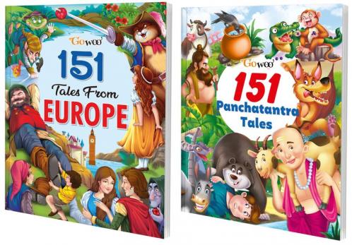 151 Tales from Europe and 151 Panchatantra Tales I Gift Pack of 2 Books I Interactive Stories For Growing Children By Gowoo