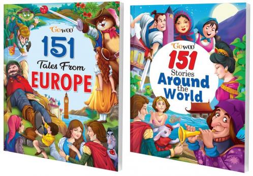151 Tales from Europe and 151 Stories Around the World I Combo of 2 Books I Set of Illustrated Stories For Childrens By Gowoo