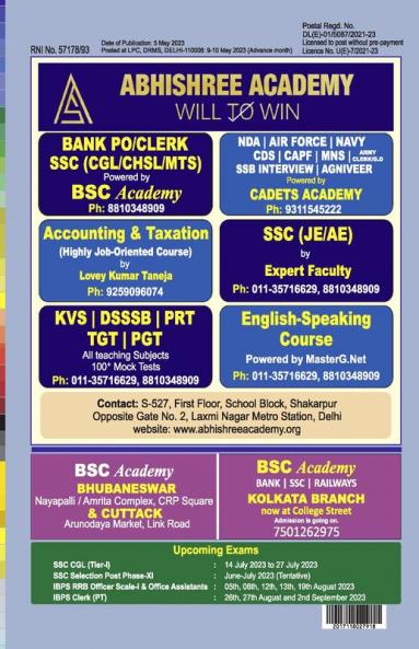 BSC Monthly Magazine for BANKSSSCCSATMBANDA&CDS EXAMS- June'23