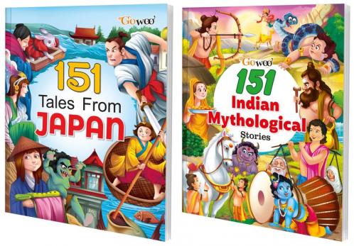 151 Tales from Japan and 151 Indian Mythological Stories I Pack of 2 Books I Most Lovable story books for kids By Gowoo