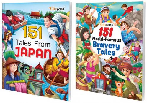 151 Tales from Japan and 151 World-Famous Bravery Tales I Set of 2 Books I illustrated Humorous Stories Collection By Gowoo