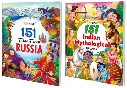 151 Tales from Russia and 151 Indian Mythological Stories I Combo of 2 Books I Stories in English For kids By Gowoo