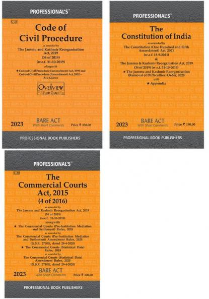 Combo of 3 Essential Bare Acts on Civil Laws- Constitution of India Code on Civil Procedure (CPC) Commercial Courts Act