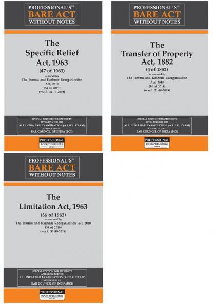 Combo 3 The Transfer Of Property Act, 1882, The Specific Relief Act, 1963, The Limitation Act, Bareacts By Professional 2023