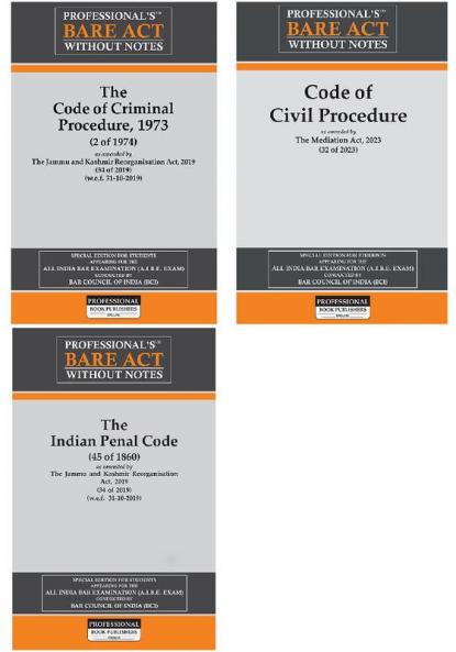 Combo Of 3 Latest Bare Act - The Code Of Criminal Procedure 1973 The Code Of Civil Procedure 1908 And The Indian Penal Code With State Amendments And Short Comments