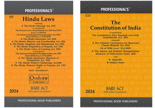 Constitution of India Hindu Laws Combo of 2 Bare Acts