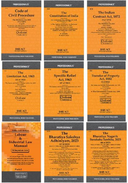 Complete Legal Reference Compendium 2024: BNSS BSA Contracts Property and Labour Laws ( Set of 9 Books)