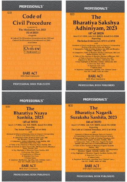Integrated Legal Acts and Reforms Guide 2024: BSA BNS CPC and Bharatiya Nagarik Suraksha Sanhita (Set of 4 Books)