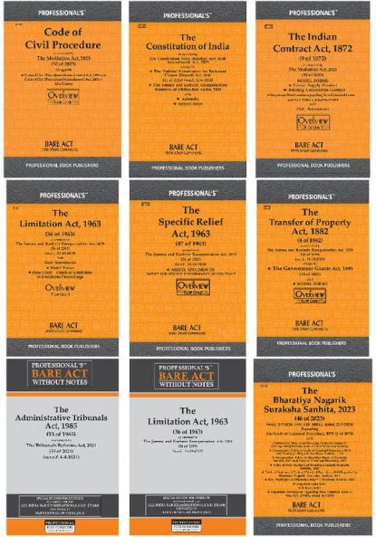 Advanced Legal Reference Guide 2024: Specific Relief Limitation BNSS Property Contracts CPC and Administrative Tribunals (Set of 9 Books)