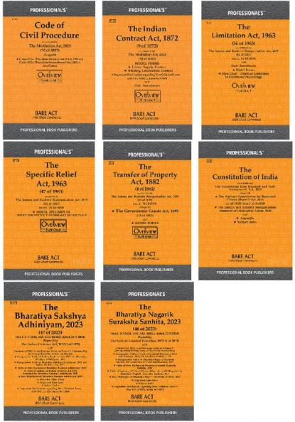 Professional's Complete Legal Compendium 2024: BSABNSS Specific Relief Limitation Indian Contract Act TPA Constitution CPC BNNS (Set of 8 Books)
