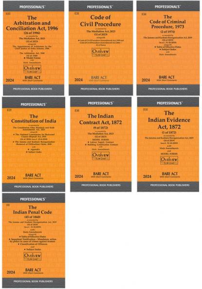 Bare Acts combo set for Legal Fraternity- Gifting essential kit- Ideal gift for Lawyers Students Corporates Law Firms etc. Set of 7 Bare Acts every Lawyer needs