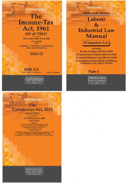 AIBE Exams Bare Acts set with notes Combo of Labour & Industrial Laws Income Tax Act and Companies Act