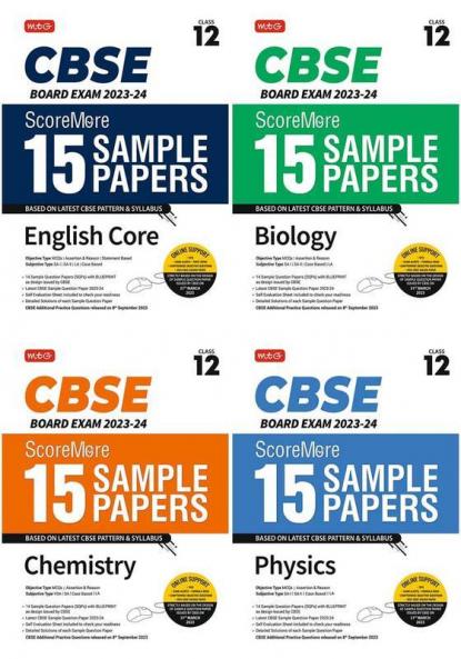MTG CBSE ScoreMore 15 Sample Papers Class 12 Physics Chemistry Biology English (Set of 4 Books) For 2024 Board Exam (Based on CBSE Latest Pattern)
