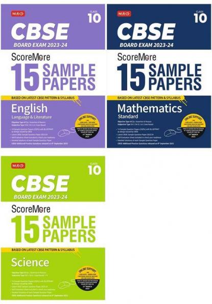 MTG CBSE ScoreMore 15 Sample Question Papers Class 10 Science Mathematics Standard English (Set of 3 Books) For 2024 Board Exam (Based on CBSE Latest Pattern)