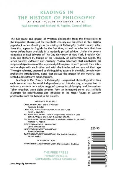 Philosophy of the Sixteenth and Seventeenth Centuries