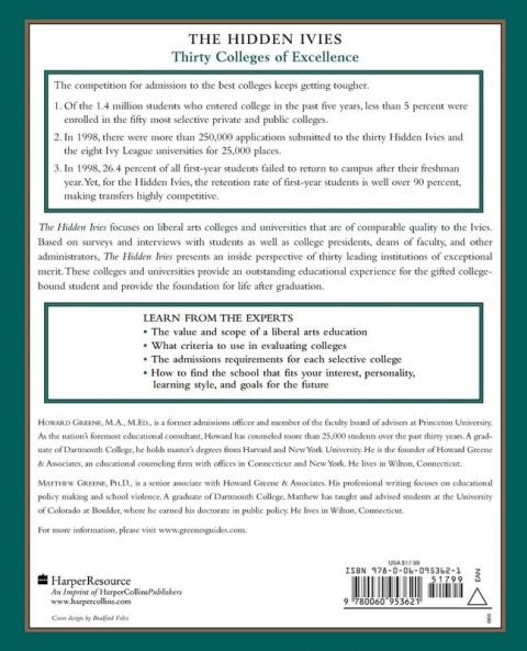 Greenes' Guides to Educational Planning: The Hidden Ivies