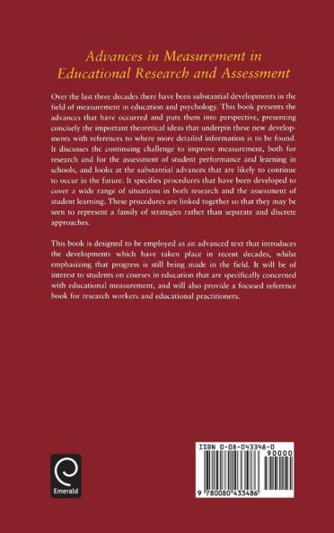 Advances in Measurement in Educational Research and Assessment