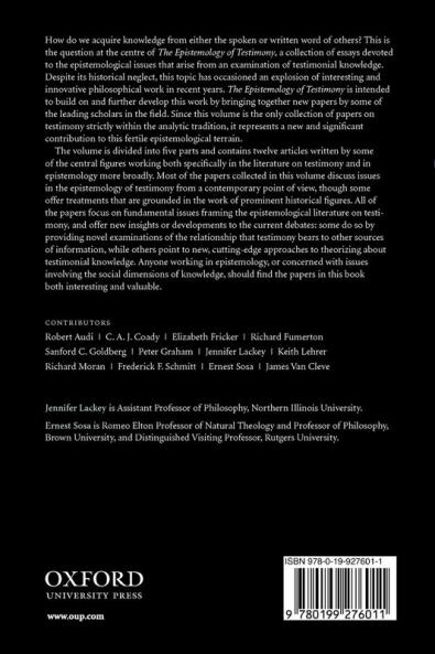 The Epistemology of Testimony