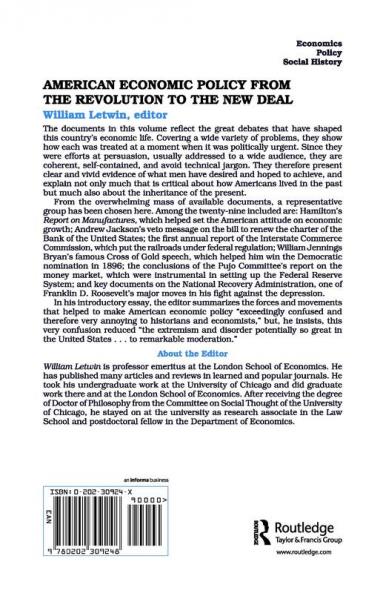 American Economic Policy from the Revolution to the New Deal
