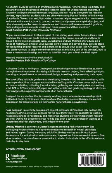 Student Guide to Writing an Undergraduate Psychology Honors Thesis