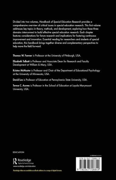 Handbook of Special Education Research Volume I