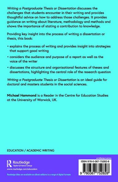 Writing a Postgraduate Thesis or Dissertation