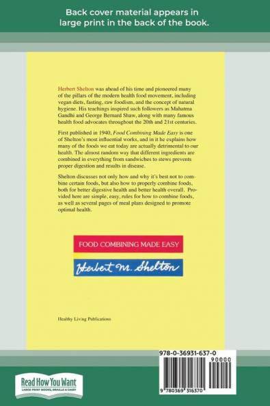 Food Combining Made Easy: Third Edition (16pt Large Print Edition)