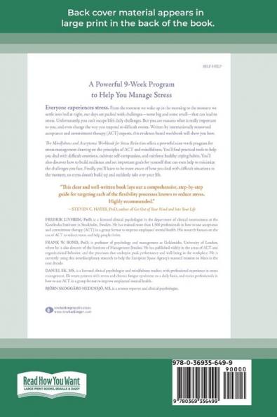 Mindfulness and Acceptance Workbook for Stress Reduction: Using Acceptance and Commitment Therapy to Manage Stress Build Resilience and Create the Life You Want (16pt Large Print Edition)