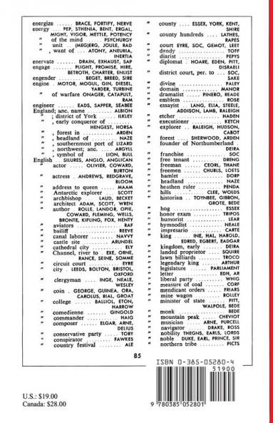 New Practical Dictionary for Crossword Puzzles