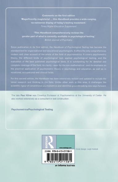 Handbook of Psychological Testing