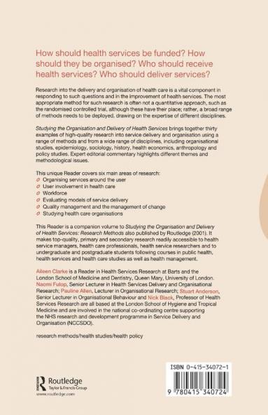 Studying the Organisation and Delivery of Health Services