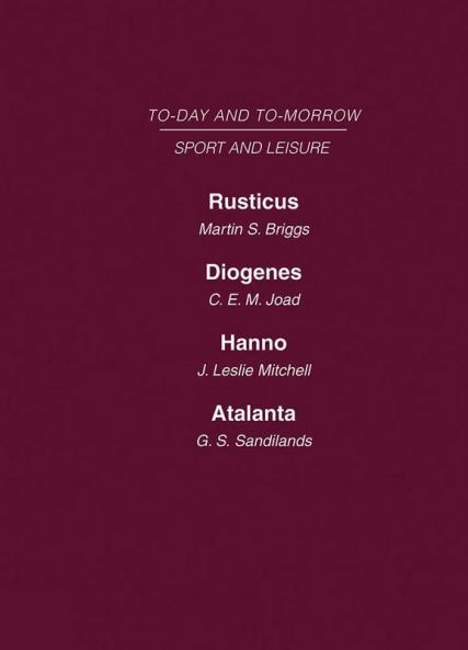 Today and Tomorrow Volume 25 Sport and Leisure