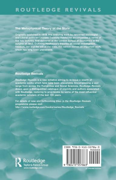 Metaphysical Theory of the State (Routledge Revivals)